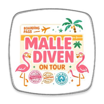 Malle Divas On Tour Women's Flamingo Mallorca Party - Square fridge magnet - white - Front