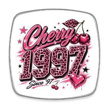 Cherry 1997 Leopard Glam - Square fridge magnet - white - Front