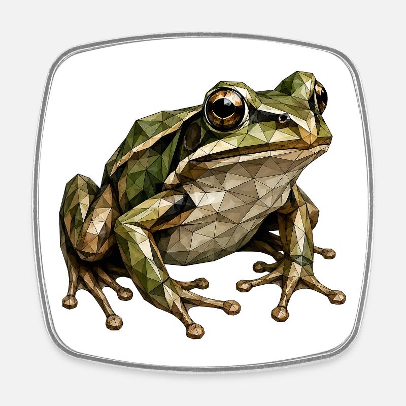 Geometrischer Frosch Polygonkunst - Viereckiger Kühlschrankmagnet - Weiß