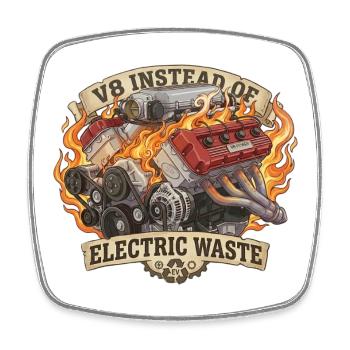 V8 au lieu de VE – Déchets électriques - Magnet carré - blanc - Devant