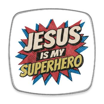 Jesus Is My Superhero - Retro Comic Pop-Art - Viereckiger Kühlschrankmagnet - Weiß - Vorne