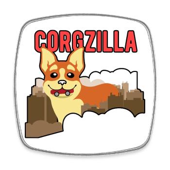 Corgzilla Drôle de Corgi Monstre Monstre - Magnet carré - blanc - Devant