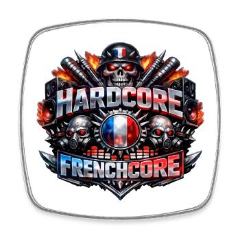 Hardcore Frenchcore Emblem - Viereckiger Kühlschrankmagnet - Weiß - Vorne