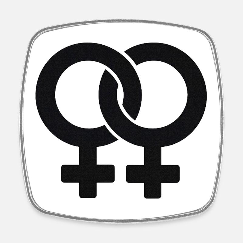 Intertwined Feminine Symbols - Square fridge magnet - white