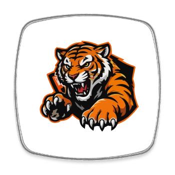 Wild tiger in cartoon style - Square fridge magnet - white - Front