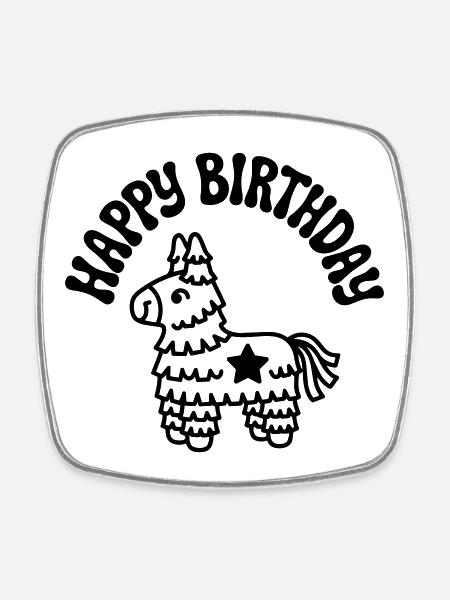 birthday - Square fridge magnet - white
