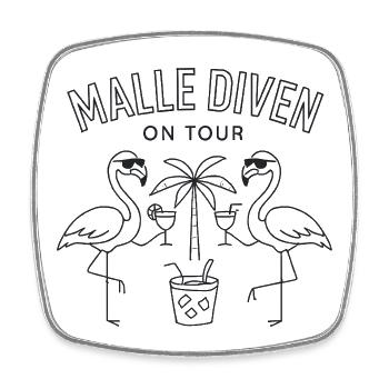 Malle Diven On Tour Damen Flamingo Mallorca Party - Viereckiger Kühlschrankmagnet - Weiß - Vorne