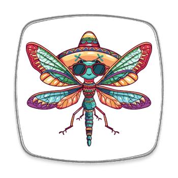 Libelle Lustig Sombrero - Viereckiger Kühlschrankmagnet - Weiß - Vorne