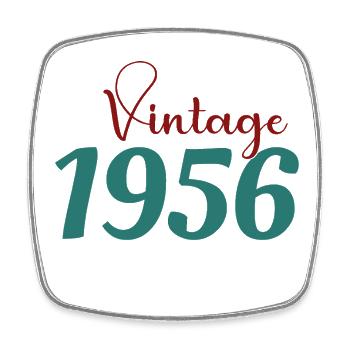 70 Year Old Retro 70s Tee Born 1956 - Square fridge magnet - white - Front
