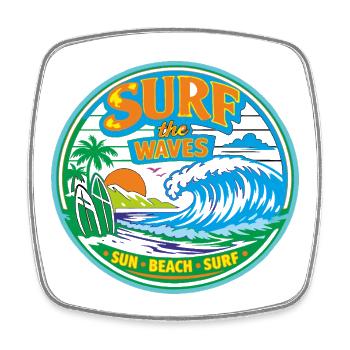 Soleil-Plage-Surf - Magnet carré - blanc - Devant