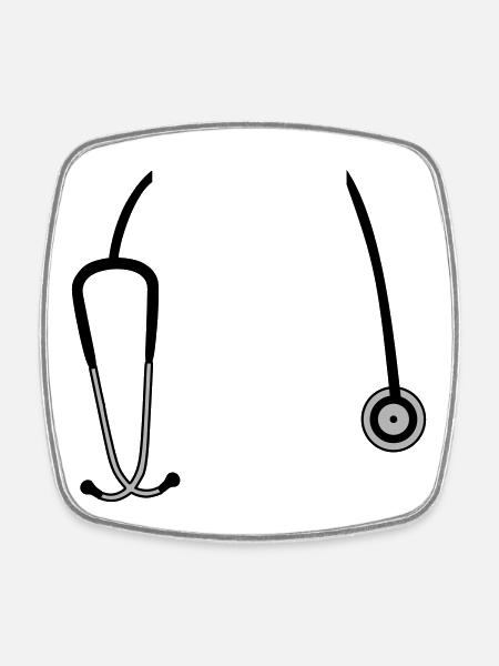 stethoscope - Square fridge magnet - white
