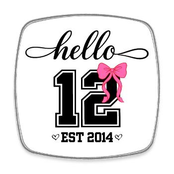 Bonjour naissance de la fille Coquette Bow 12 Est 2014 - Magnet carré - blanc - Devant