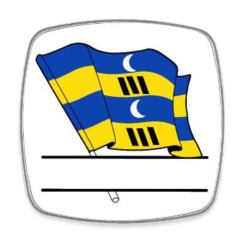 Ameland-Flagge – Individuelles Inseldesign - Viereckiger Kühlschrankmagnet - Weiß - Vorne