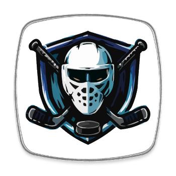 Blason du masque de hockey sur glace - Magnet carré - blanc - Devant