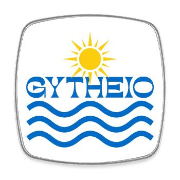 Gytheio Sonne und Wellen - Viereckiger Kühlschrankmagnet - Weiß - Vorne