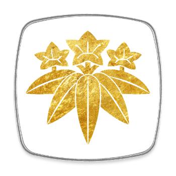 Vintage-Faux-Gold Kamakura Minamoto Japan Mon Art - Viereckiger Kühlschrankmagnet - Weiß - Vorne