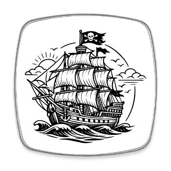 Piratenschiff - Viereckiger Kühlschrankmagnet - Weiß - Vorne