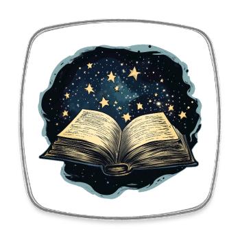 Livre avec des étoiles - Magnet carré - blanc - Devant