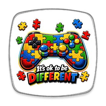 Autisme Gamer Manette Jeux Vidéo - Magnet carré - blanc - Devant