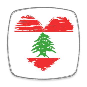 Cœur de cèdre Drapeau du Liban - Magnet carré - blanc - Devant