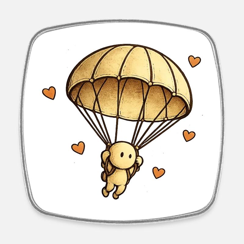 La Petite Pensée | Parachute - Magnet carré - blanc