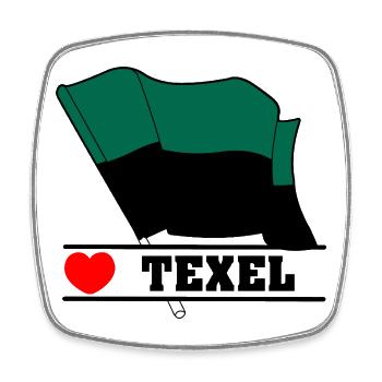 J’adore Texel – Design du drapeau de l’île - Magnet carré - blanc - Devant