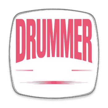 Batteur Fille Batteur Drum Rock Groupe - Magnet carré - blanc - Devant