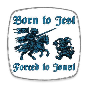 Ren Faire mittelalterlich geboren zum Scherz gezwungen zum Reiten - Viereckiger Kühlschrankmagnet - Weiß - Vorne
