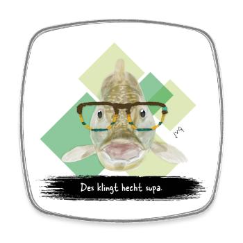 JvG Hecht "Des klingt hecht supa.."  - Viereckiger Kühlschrankmagnet - Weiß - Vorne