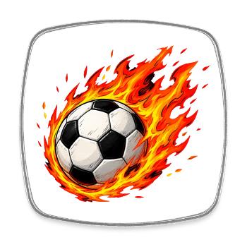 Fußball im Feuer - Viereckiger Kühlschrankmagnet - Weiß - Vorne