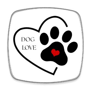 Dog Love – Herz Pfote - Viereckiger Kühlschrankmagnet - Weiß - Vorne