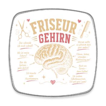Name  Friseur Gehirn Humor Shirt - Viereckiger Kühlschrankmagnet - Weiß - Vorne