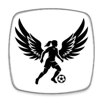 Silhouette féminine de football - Magnet carré - blanc - Devant