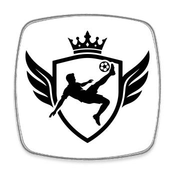 Blason du footballeur à coup de pied aérien - Magnet carré - blanc - Devant