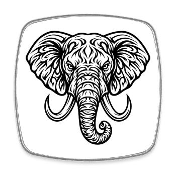 Majestic Elephant Head - Square fridge magnet - white - Front