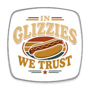 Glizzy Gobbler Hot Dog Fan and Grill Master - Square fridge magnet - white - Front