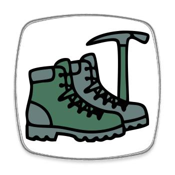 Wanderschuhe Eispickel Bergsteiger Alpen Wanderer - Square fridge magnet - white - Front