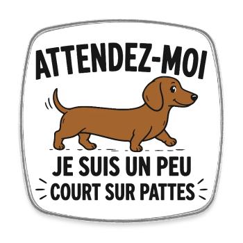 Teckel Cadeau humour personnalisé - Magnet carré - blanc - Devant