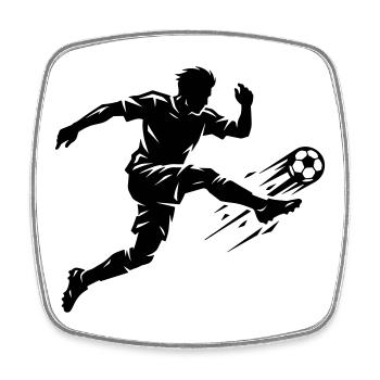 Fussballer Silhouette Fussball - Viereckiger Kühlschrankmagnet - Weiß - Vorne