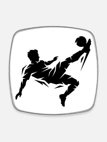 Futbolista, silueta, futbolista - Imán de nevera cuadrado - blanco