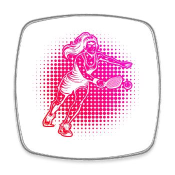 Pickleball Trainer Gift Idea for Pickleball Fan - Square fridge magnet - white - Front