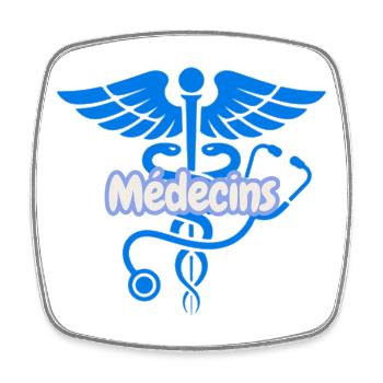 Médecins Caduceus Bleu  - Magnet carré - blanc - Devant