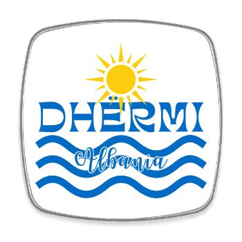 DHËRMI Albanien Sonnenwellen-Logo - Viereckiger Kühlschrankmagnet - Weiß - Vorne