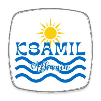 Ksamil Albanien Sonne und Wellen - Viereckiger Kühlschrankmagnet - Weiß - Vorne