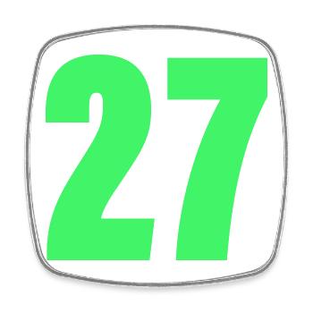 Neon Green 27 Typography Black - Square fridge magnet - white - Front