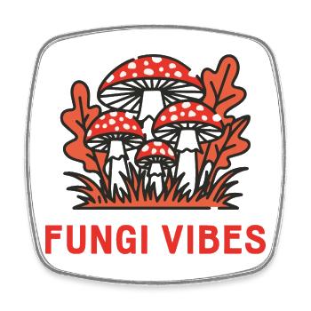 Toadstool Fungi Vibes Saying Mushrooms Autumn Forest - Square fridge magnet - white - Front