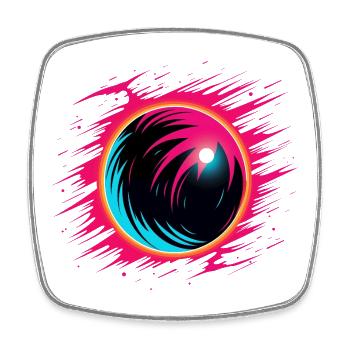 Retro Bowlingkugel Steamwave - Viereckiger Kühlschrankmagnet - Weiß - Vorne