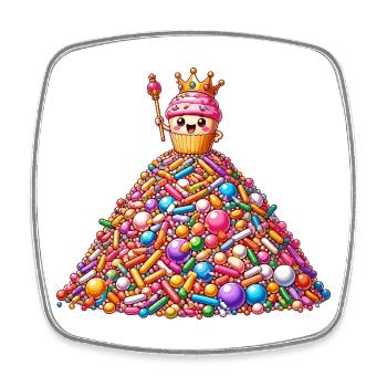 Colorful candy mountain with cupcake - Square fridge magnet - white - Front
