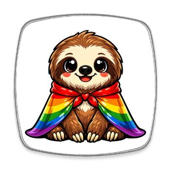 Sloth Sloth Pride Rainbow Cloak LGBTQ - Square fridge magnet - white - Front