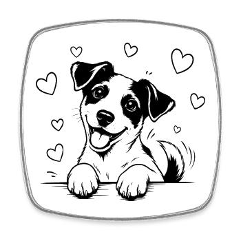 Jack Russell Terrier Pfoten Herz schwarz - Viereckiger Kühlschrankmagnet - Weiß - Vorne